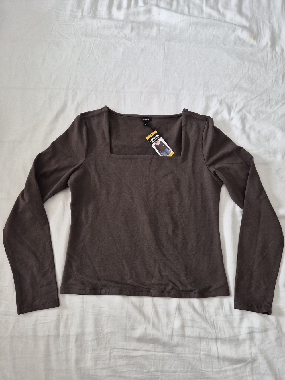 NWT Express Square Neck Long Sleeve Top - Brown